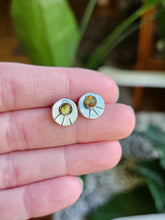 Load image into Gallery viewer, Circle Stamped Stud Earrings - Choose your stone
